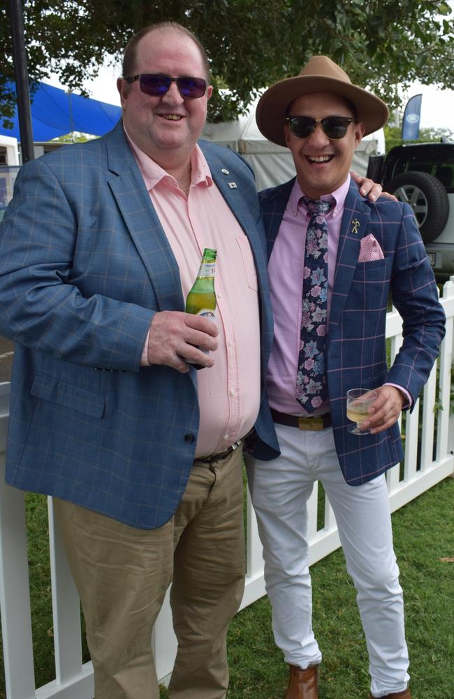 Robin and Simon at the Rockhampton Jaguar Land Rover Pop-Up Polo on June 3, 2023. Picture: Aden Stokes
