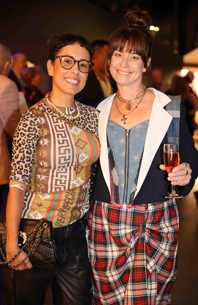 Amber Kingi and Kim Bailey at the Here and Now gallery opening at HOTA for Gold Coast at Large. Picture, Portia Large.