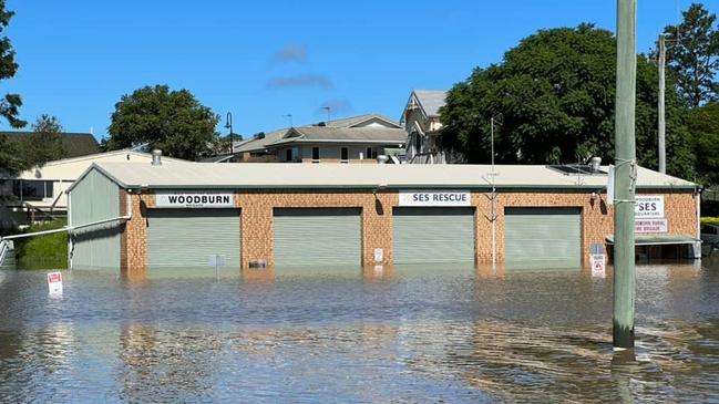 The Woodburn SES unit was inundated with flood waters. Picture: SES