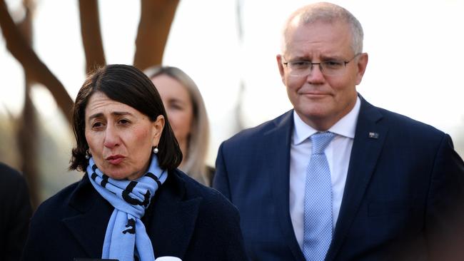 Scott Morrison hit back at Mr Andrews and rejected suggestions Victoria had been blindsided. Picture: Bianca De Marchi