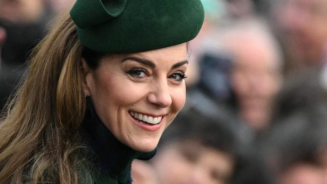 Britain's Catherine, Princess of Wales reacts after attending the Royal Family's traditional Christmas Day service at St Mary Magdalene Church in Sandringham, Norfolk, eastern England, on December 25, 2024. (Photo by Oli SCARFF / AFP)