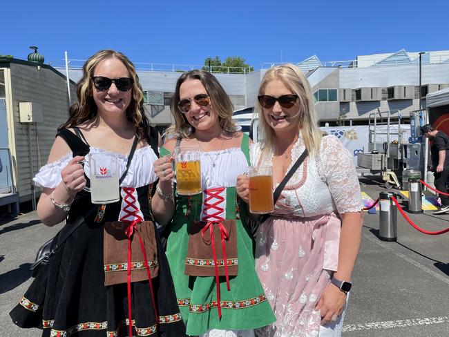 Nicolle, Sheree and Lisa at the 2024 Yarra Valley Oktoberfest. Picture: Himangi Singh.