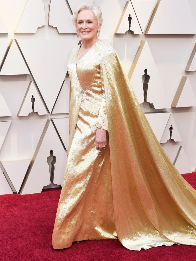 Glenn Close actually dressed as an Oscar statue. Picture: Getty Images 