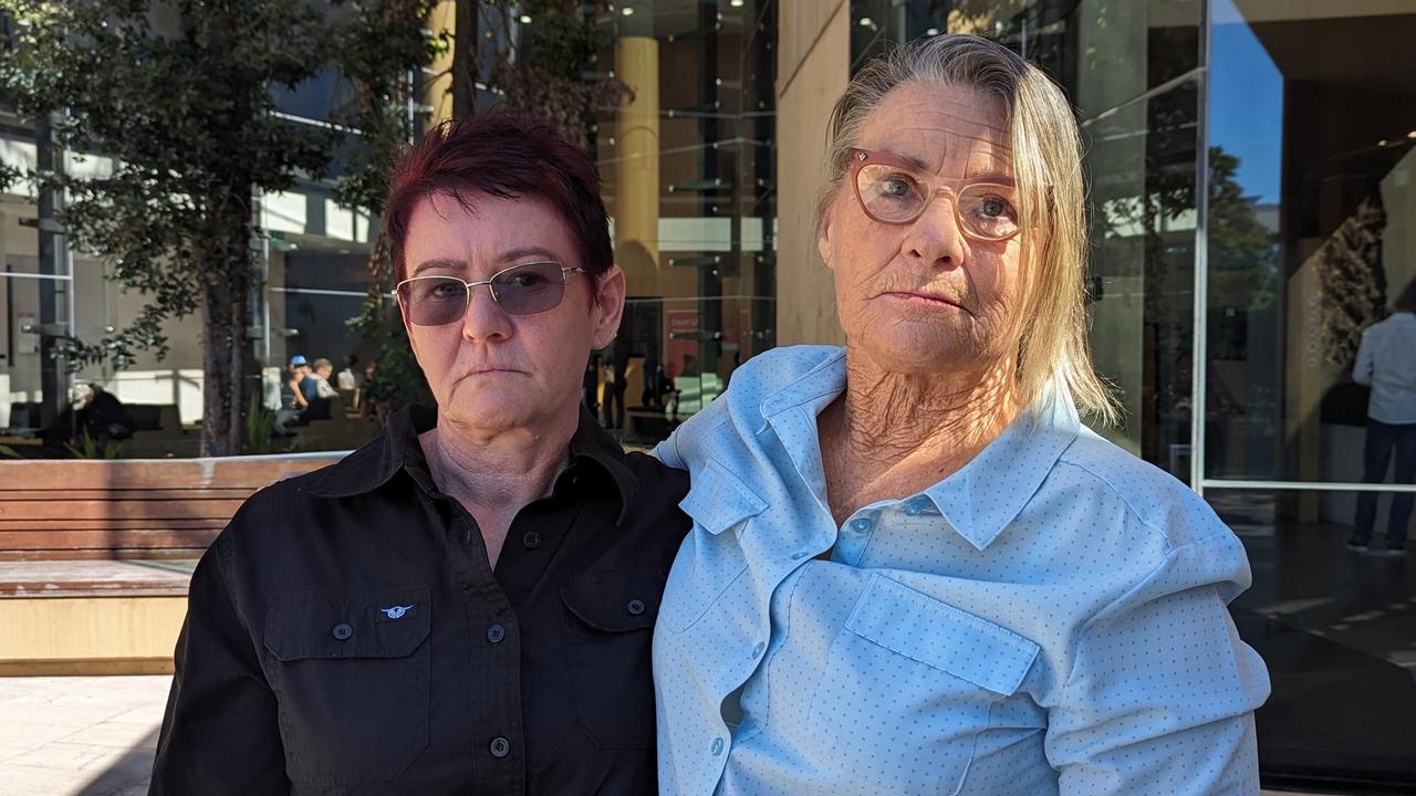 Kate Schreiweis and Denise Morris outside Ipswich Court on April 10, 2024. Picture: Nicola McNamara