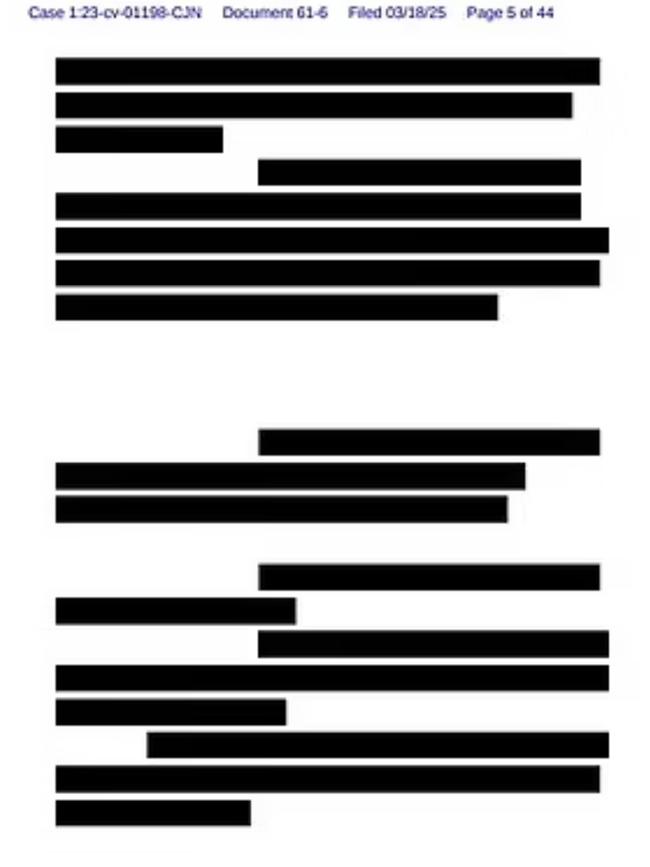 Large parts of the documents have been heavily redacted to protect Harry's privacy.