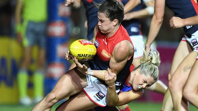 The incident that saw Katie Brennan slapped with a suspension. Picture: Getty