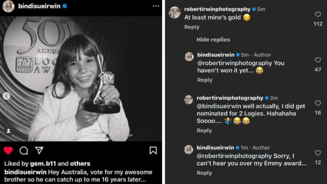 Bindi Irwin is having her say with a banter session. Image: Instagram