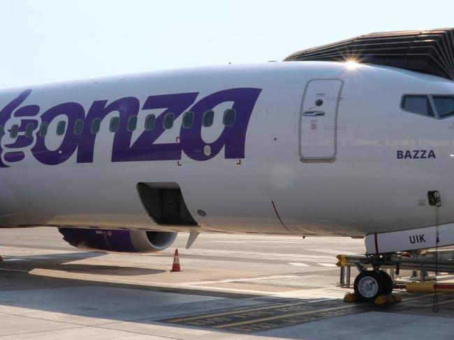 Bonza touches down at Darwin International Airport for a previous proofing flight. Pictures: Darwin International Airport