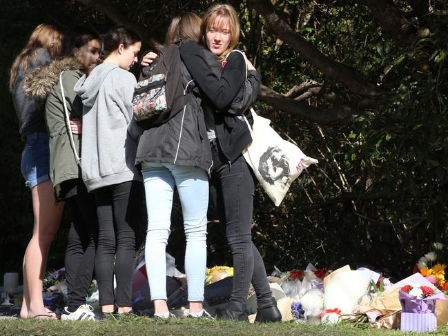 Friends of Jack and Jennifer outside the home. Picture: John Grainger