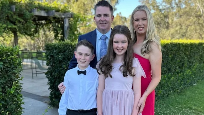 Justine Shelley-White with her husband and two children. Picture: Supplied