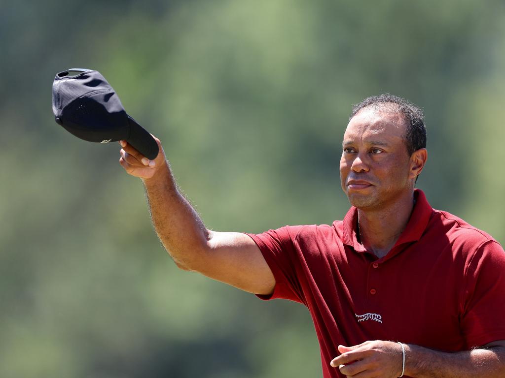 Tiger Woods in his Sunday red. Picture: Getty Images