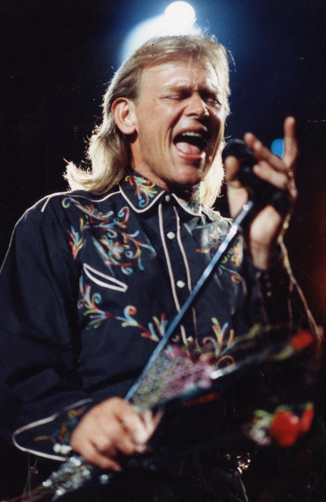 Singer John Farnham performing in the SA-FM Kickstart concert, the first all-star rock concert at the newly-opened Adelaide Entertainment Centre at Hindmarsh, on August 31, 1991.