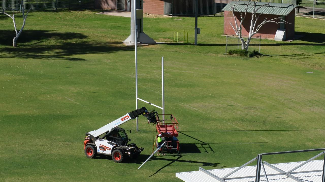 Works begin on the National Aboriginal Art Gallery at Anzac Oval in Alice Springs May 20, 2024.