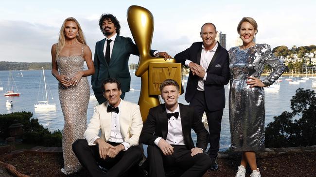 The 2024 Gold Logie Award nominees, Sonia Kruger, Tony Armstrong , Andy Lee, Robert Irwin, Larry Emdur and Julia Morris. Picture: Richard Dobson