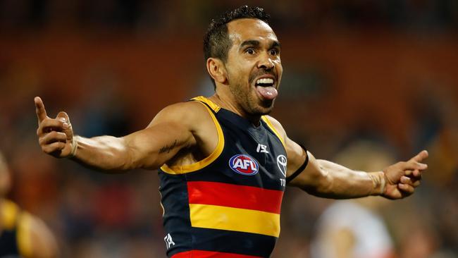 Crows star Eddie Betts celebrates a goal during the qualifying final against Greater Western Sydney Giants at Adelaide Oval. Picture: Michael Willson/AFL Media/Getty Images