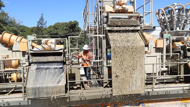 Construction at the Domain station site. Picture: Alex Coppel