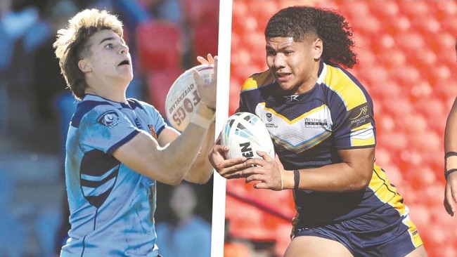 NRL Schoolboys Cup fullbacks Chevy Stewart and Luke Laulilii.