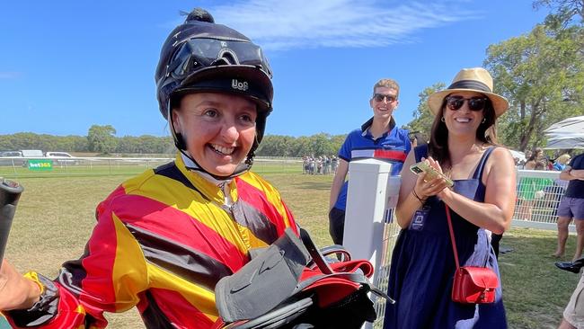 Marie-Melodie Pomarede is all smiles after winning the Balnarring Cup.