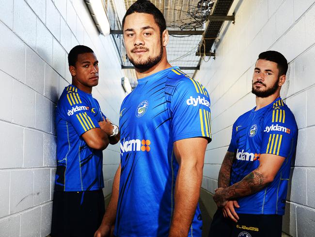 Jarryd Hayne (shown here with Will Hopoate and Nathan Peats) was also originally proposed but was withdrawn because of his move to the NFL.