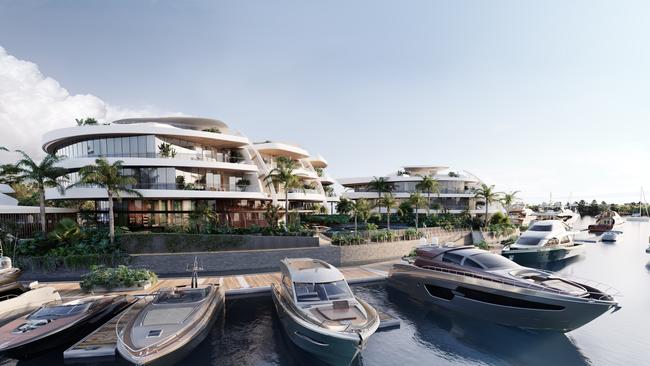 Artist impression of the Sovereign Collection luxury unit complex which is being built on the Sovereign Islands. Picture: Supplied