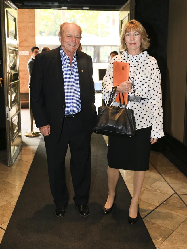 Gerry Harvey and Katie Page arriving for the Harvey Norman AGM. Picture: Dylan Robinson