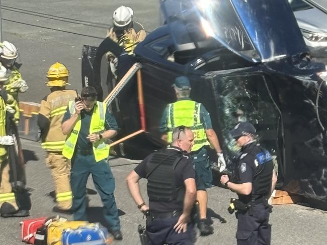 The scene of a serious crash in East Brisbane.