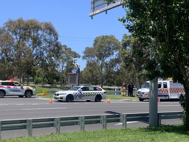 Emergency crews at the scene in Dandenong North.