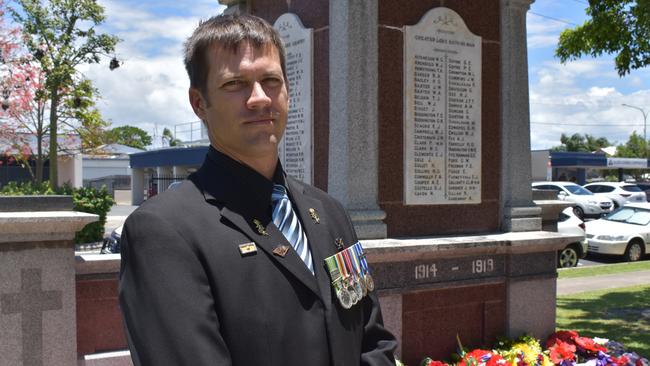 East Timor and Afghanistan veteran Mark Preston at the Mackay Remembrance Day commemorative ceremony at Jubilee Park on Wednesday November 11, 2020. Picture: Zizi Averill