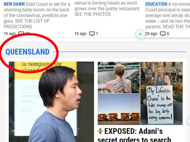 Interactive heading on the Gold Coast Bulletin website.