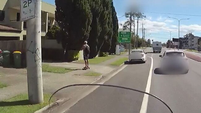 On November 3, 2022 on North Street at Southport, a 49-year-old Southport man was issued fined $1,393 for using his phone on an electronic skateboard while riding on the road without a helmet. Picture: QPS