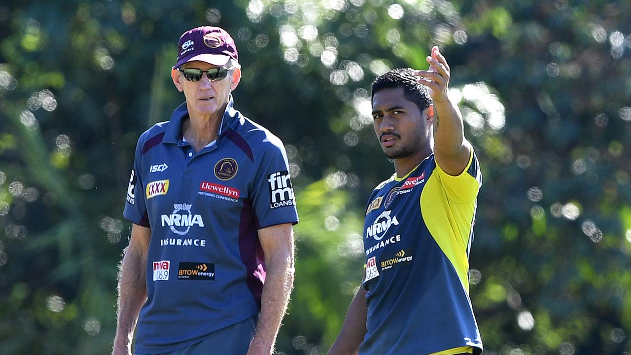 A close bond: Wayne Bennett (left) and Anthony Milford during their Broncos days. Picture: AAP