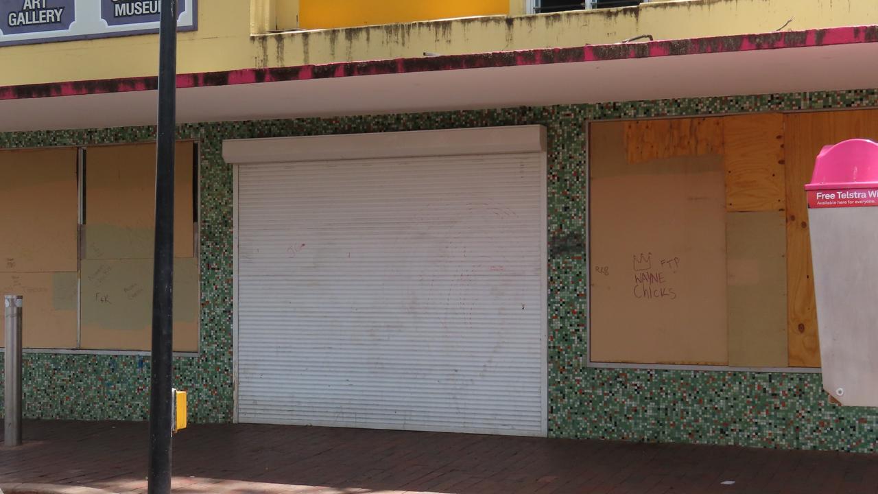 Many of Todd Mall’s shops and businesses are boarded up and closeds. Picture: Annabel Bowles