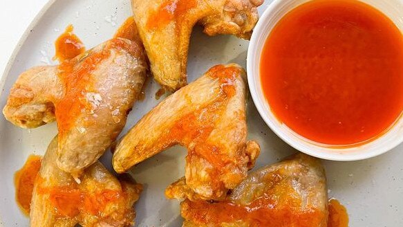 Chicken wings: Air fryer buffalo wings.