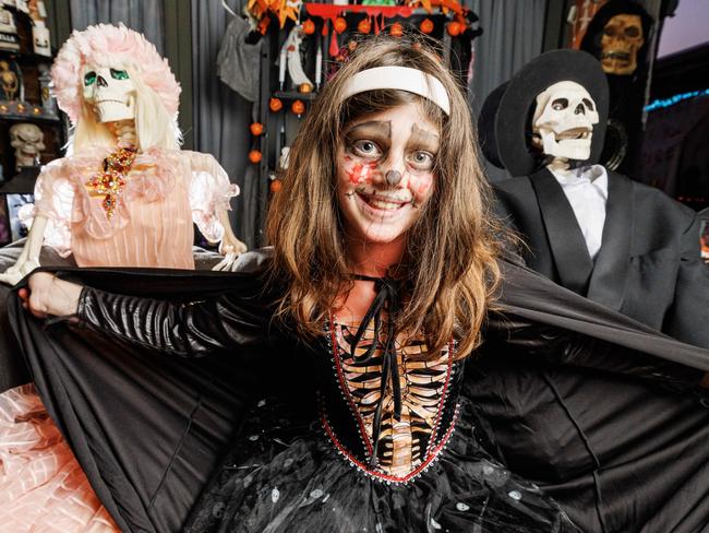 8 year old Evie Shorch gets into the Halloween spirit at Carn-evil@MattieLee in Joyner. Picture Lachie Millard