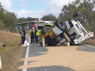 Road closed, man suffers serious head injury after heavy vehicle crash