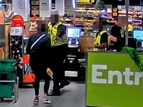 Footage shows a customer verbally abusing a staff member at the self-checkout this year. Picture: The Daily Telegraph