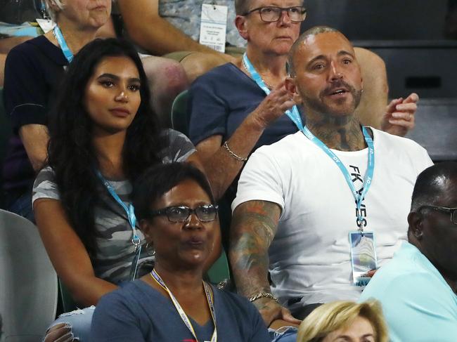 Toby Mitchell watching Roger Federer in 2018. Picture: Michael Klein