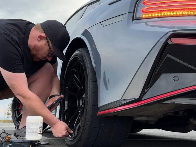 David McCowen with a puncture in the Nissan Z Nismo.