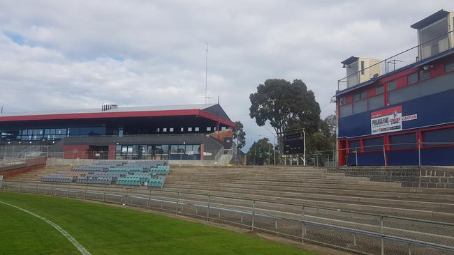 Piranha Park's old canteen and newly renovated grandstand. Picture: Ben Higgins