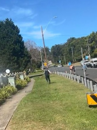 He ran down the road before being caught by police. Picture: TikTok