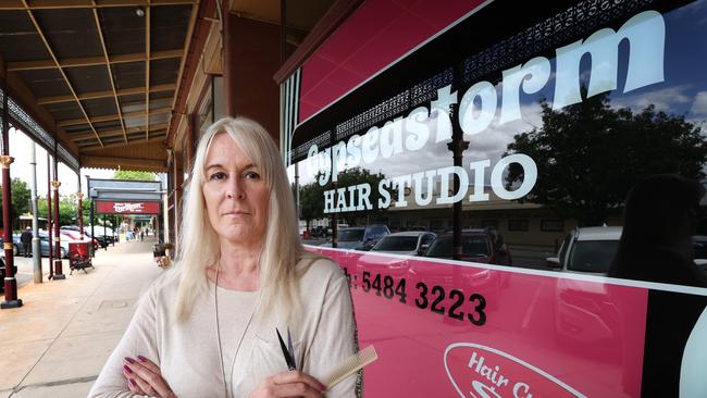 Hairdresser Leisa Cody lost her house to the flood but has managed to reopen her business. Picture: David Caird