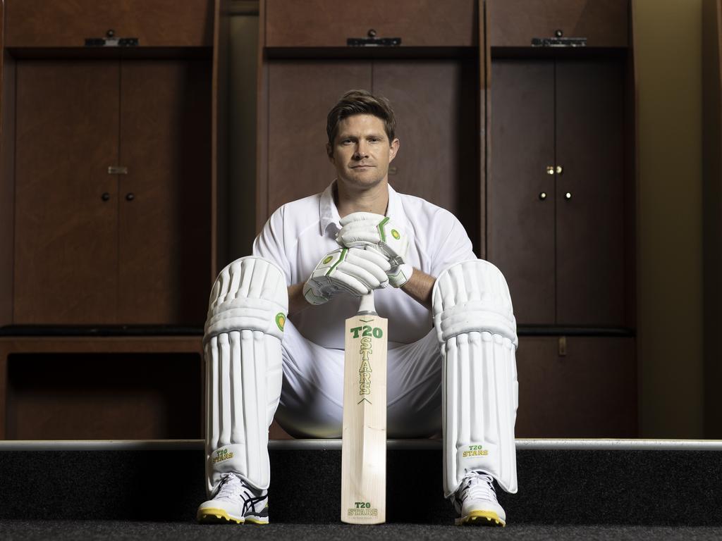 Former Australian cricket star Shane Watson launches a line of cricket gear earlier this year. Picture: Supplied