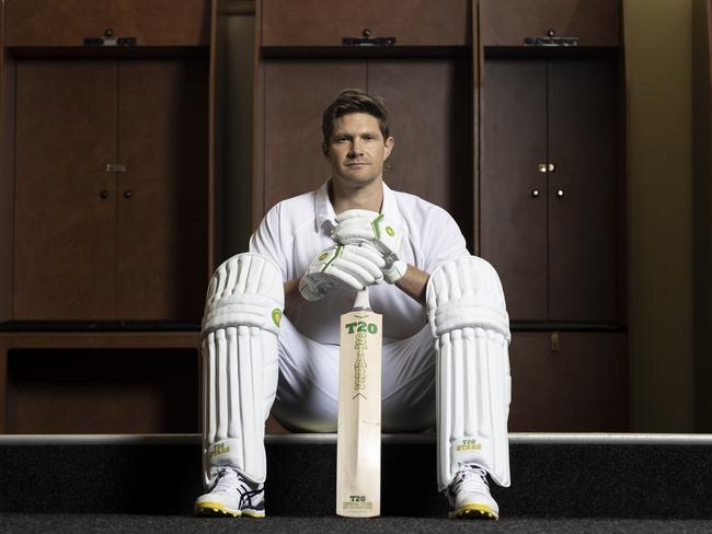 Former Australian cricket star Shane Watson launches a line of cricket gear earlier this year. Picture: Supplied