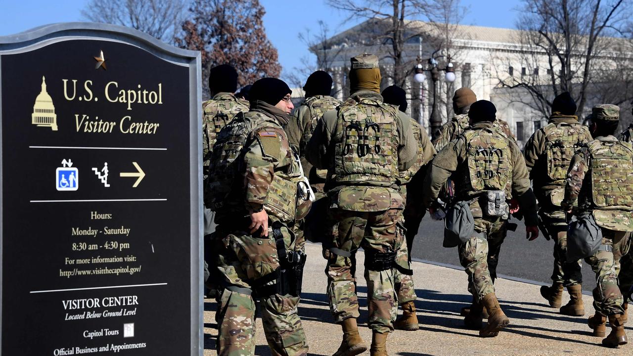 US National Guard soldiers provide security at the US Capitol in Washington, DC, January 14, 2021. Picture: Olivier Douliery/AFP