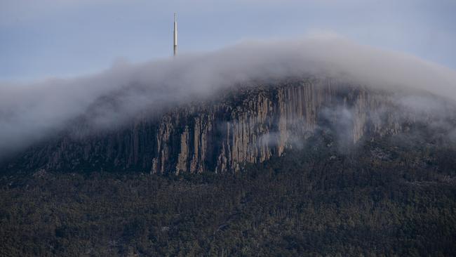 Mt Wellington / kunanyi on a cold Hobart morning. Picture: Richard Jupe