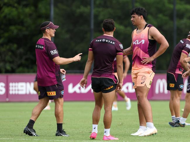 Ben Te Kura towers over his teammates at training. Picture: Adam Head