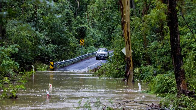 Blue Gum Rd, Annangrove, was inundated with flood waters. Picture: Daniel Shaw.