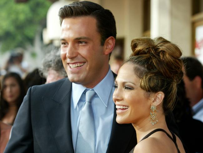 Jennifer Lopez and actor Ben Affleck attend the premiere of Revolution Studios' and Columbia Pictures' film Gigli in 2003 in Westwood, California. Picture: Kevin Winter/Getty Images