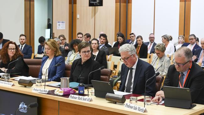 Australian National University Vice-Chancellor Genevieve Bell, Monash University Vice-Chancellor Sharon Pickering, University of Melbourne Vice-Chancellor Nicola Phillips, University of Sydney Vice-Chancellor Mark Scott, and Deakin University Vice-Chancellor Iain Martin. Picture: Martin Ollman/Newswire