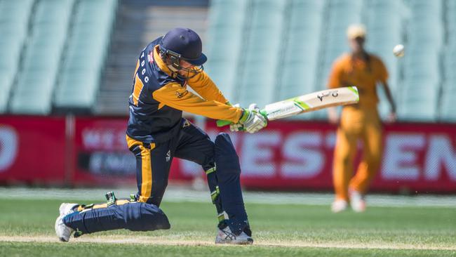 West Torren's Daniel Drew batting against Glenelg in the 2016-2017 T20 grand final at Adelaide Oval. Picture: Matt Loxton